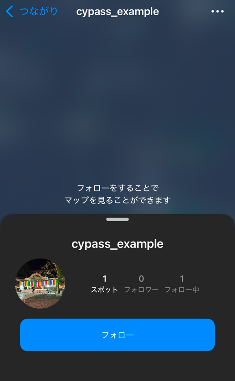 フォロー前に非公開アカウントを見た状態